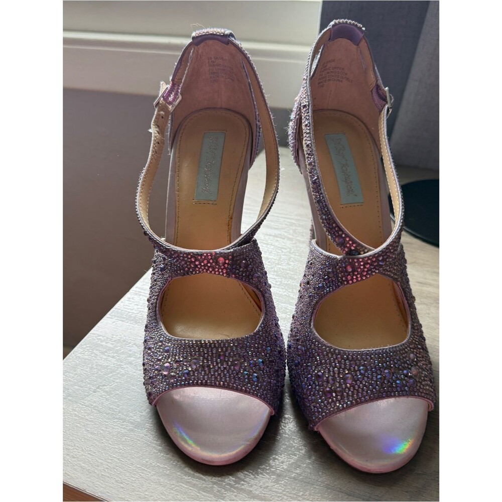 Betsey Johnson Purple Crystal Open-Toe Heels